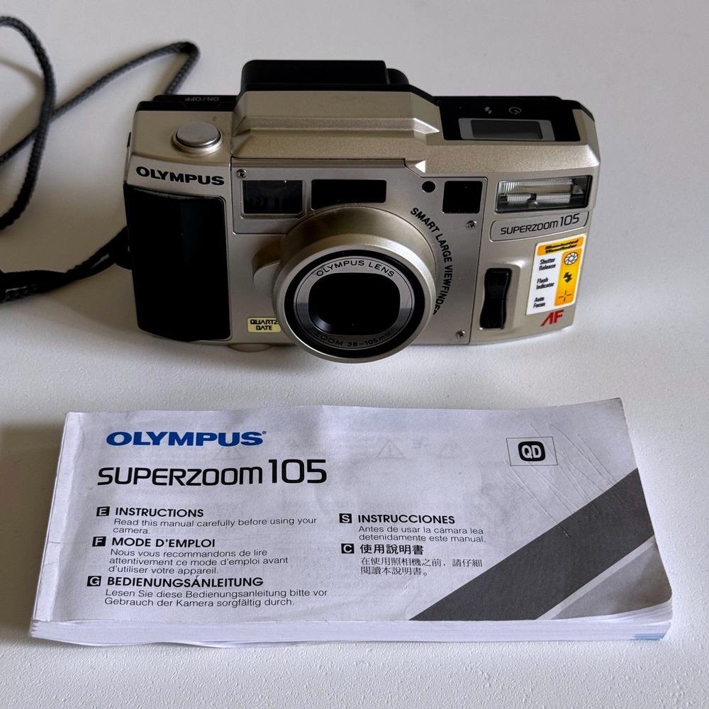 Olympus Superzoom Vintage Film Camera Quartz Date 38-105mm Zoom with Manual
